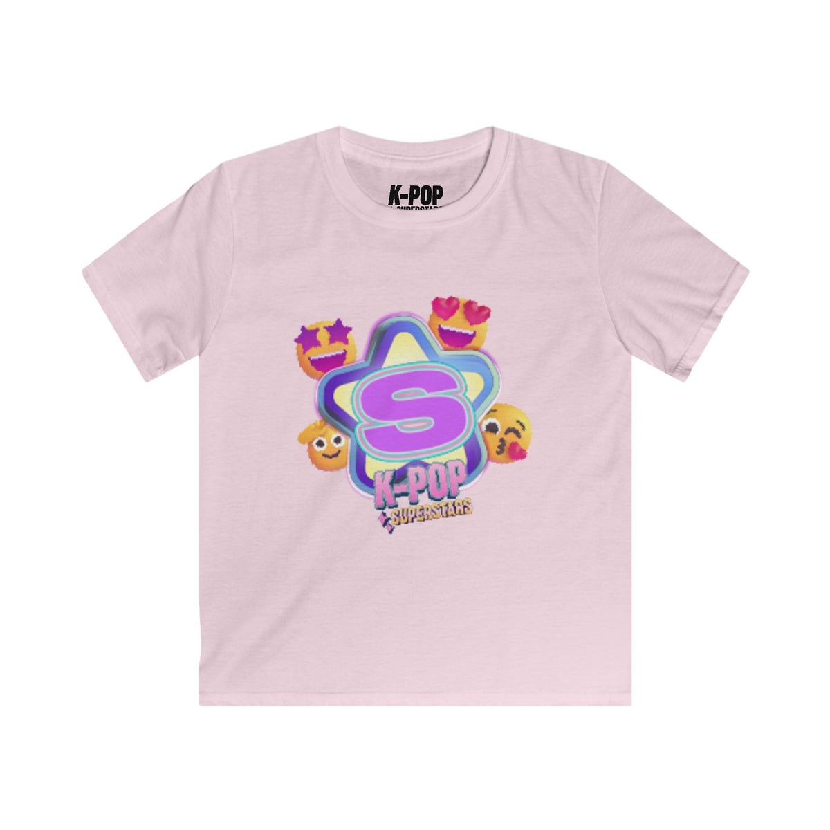Kids K-Pop Superstar Tee — Cute Star & Emoji Graphic