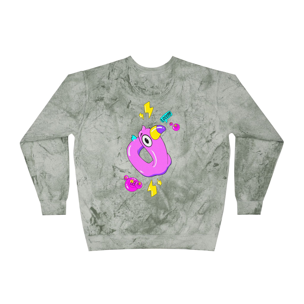 Color Blast Crewneck Sweatshirt — Flamingo Tie-Dye Design