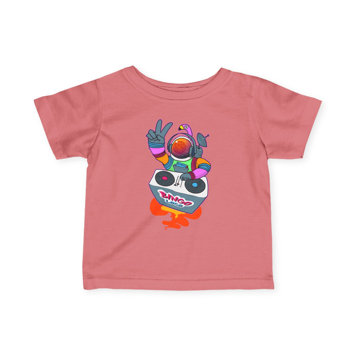 Infant Tee — Colorful DJ Astronaut Baby T‑Shirt (Bingo Loco)