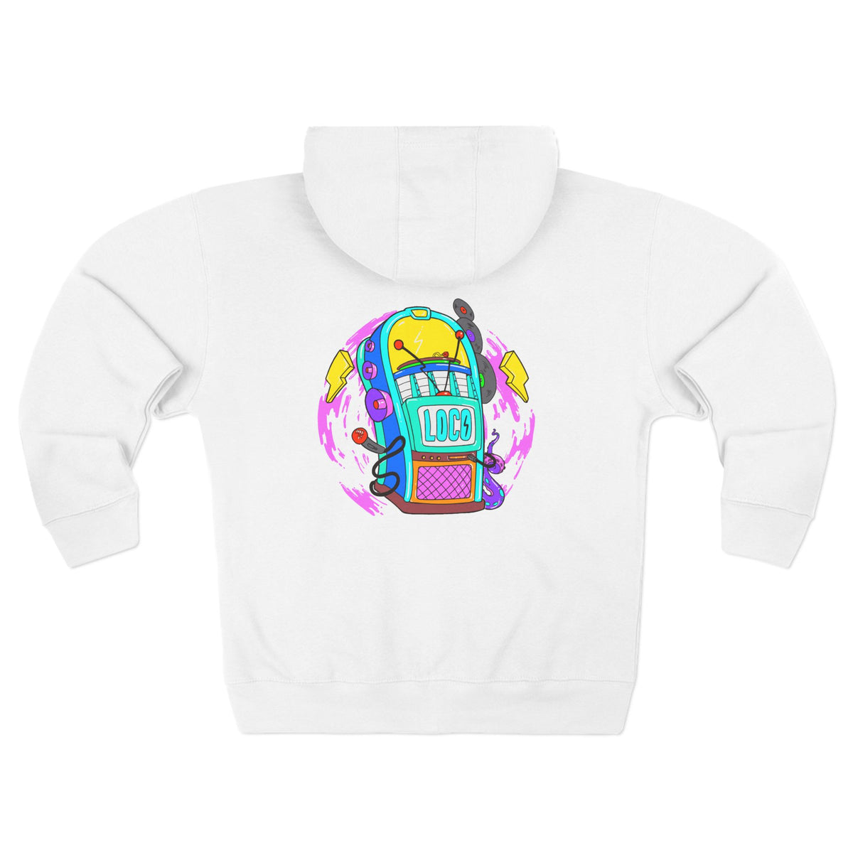 Retro Jukebox Zip Hoodie — Colorful Music Graphic Hoodie
