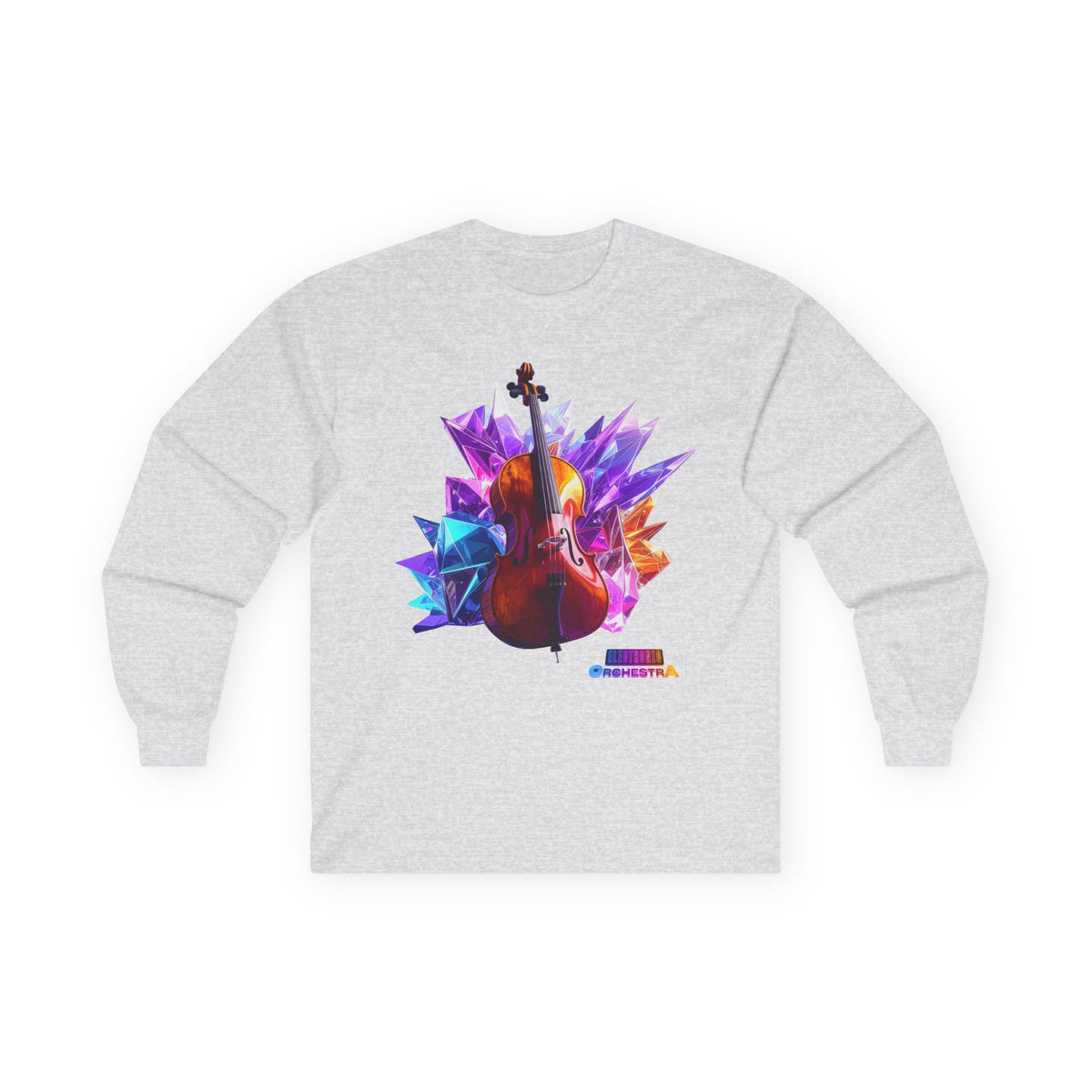 Cello Prism Long Sleeve Tee — Colorful Violin Graphic Shirt