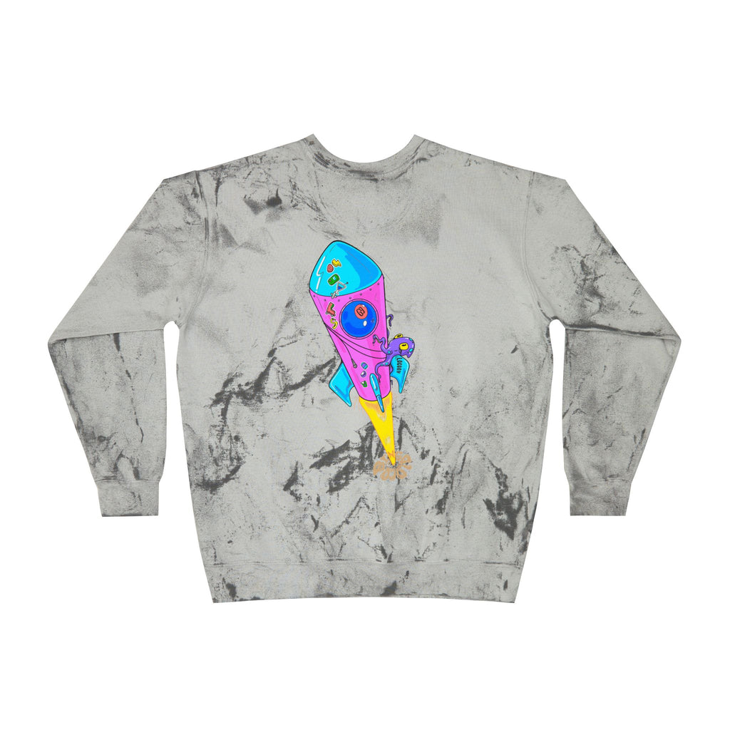 Color Blast Crewneck Sweatshirt — Rocket Tie-Dye Design