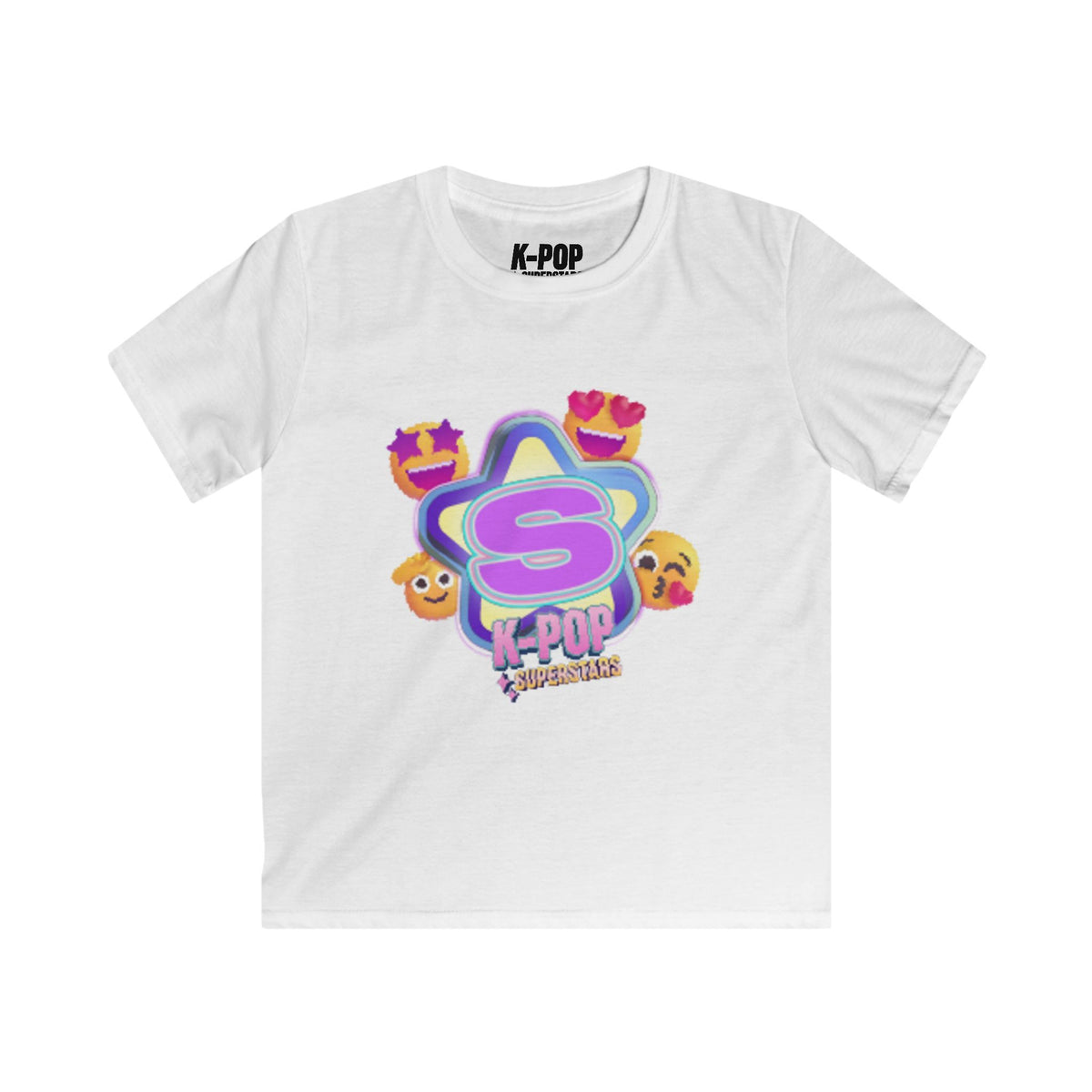 Kids K-Pop Superstar Tee — Cute Star & Emoji Graphic