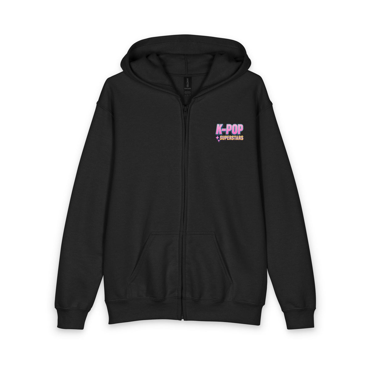 K-Pop Superstars Youth Zip Hoodie — Cute Pastel Emoji Back Design