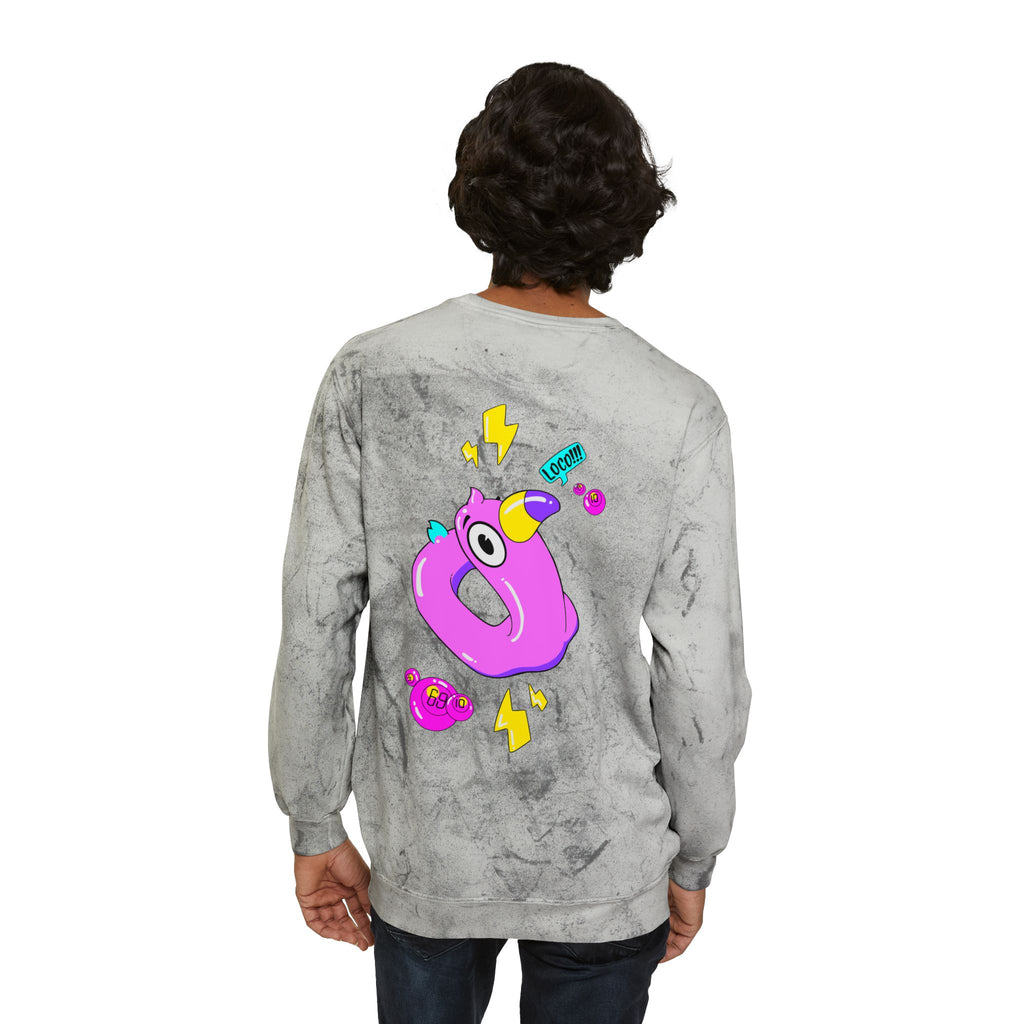 Color Blast Crewneck Sweatshirt — Flamingo Tie-Dye Design