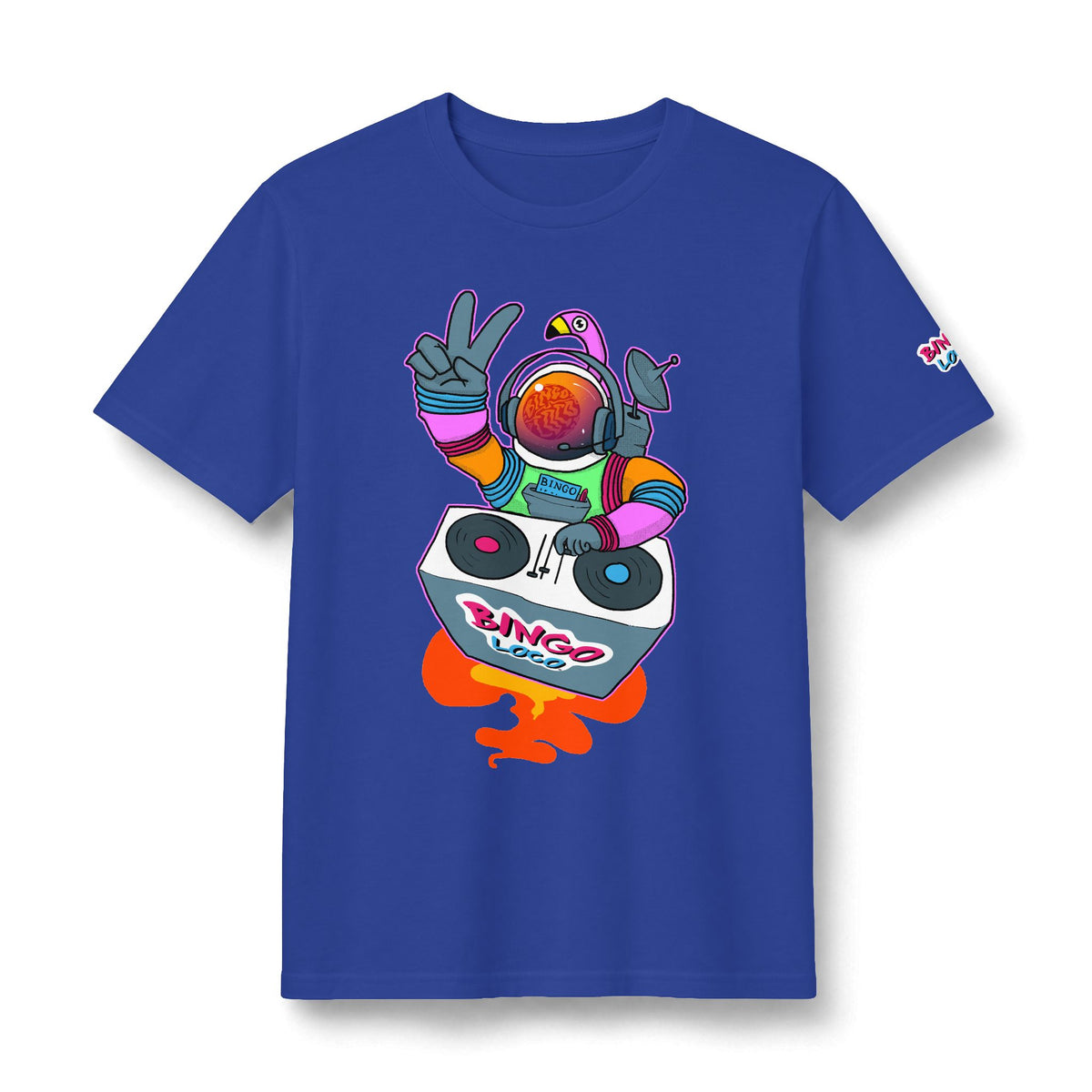 DJ Astronaut Graphic Tee — Retro Neon Space Concert T-Shirt