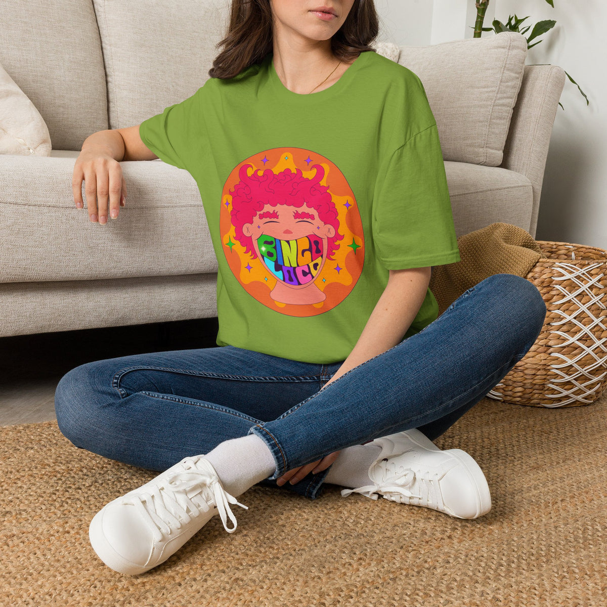 Good Vibes Colorful Peace Sign Graphic T-Shirt