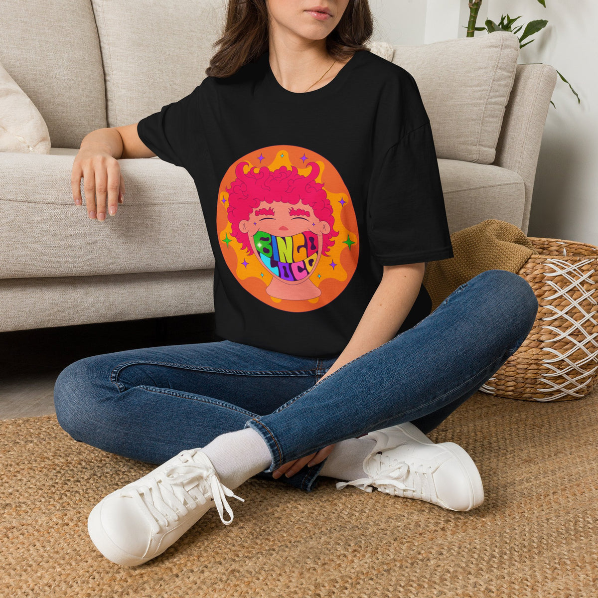 Good Vibes Colorful Peace Sign Graphic T-Shirt