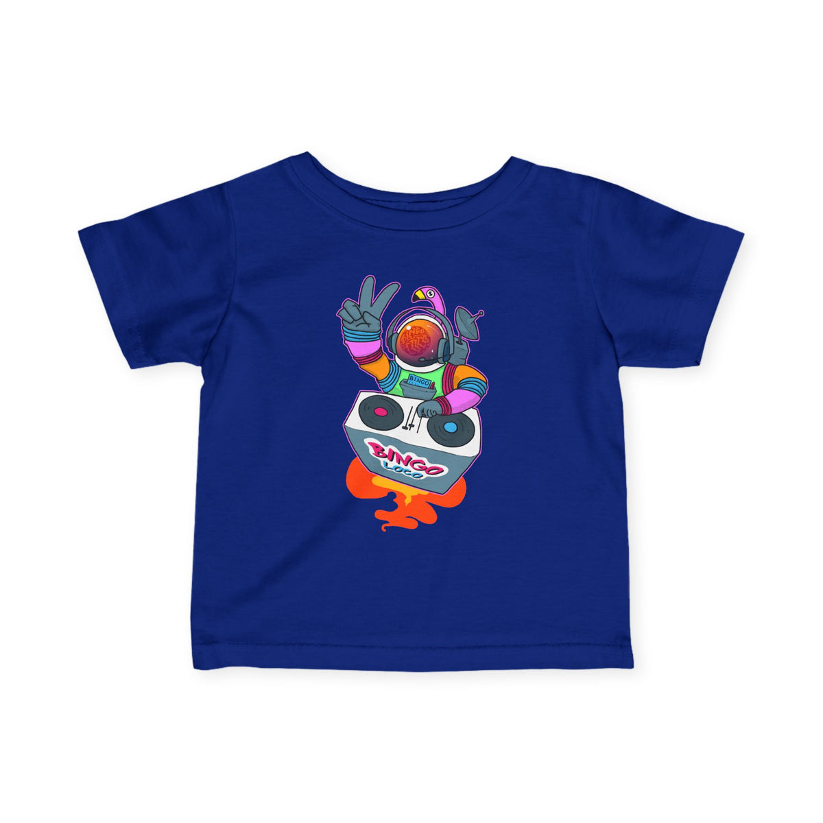 Infant Tee — Colorful DJ Astronaut Baby T‑Shirt (Bingo Loco)