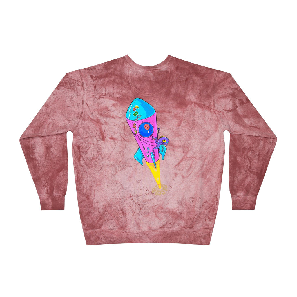 Color Blast Crewneck Sweatshirt — Rocket Tie-Dye Design