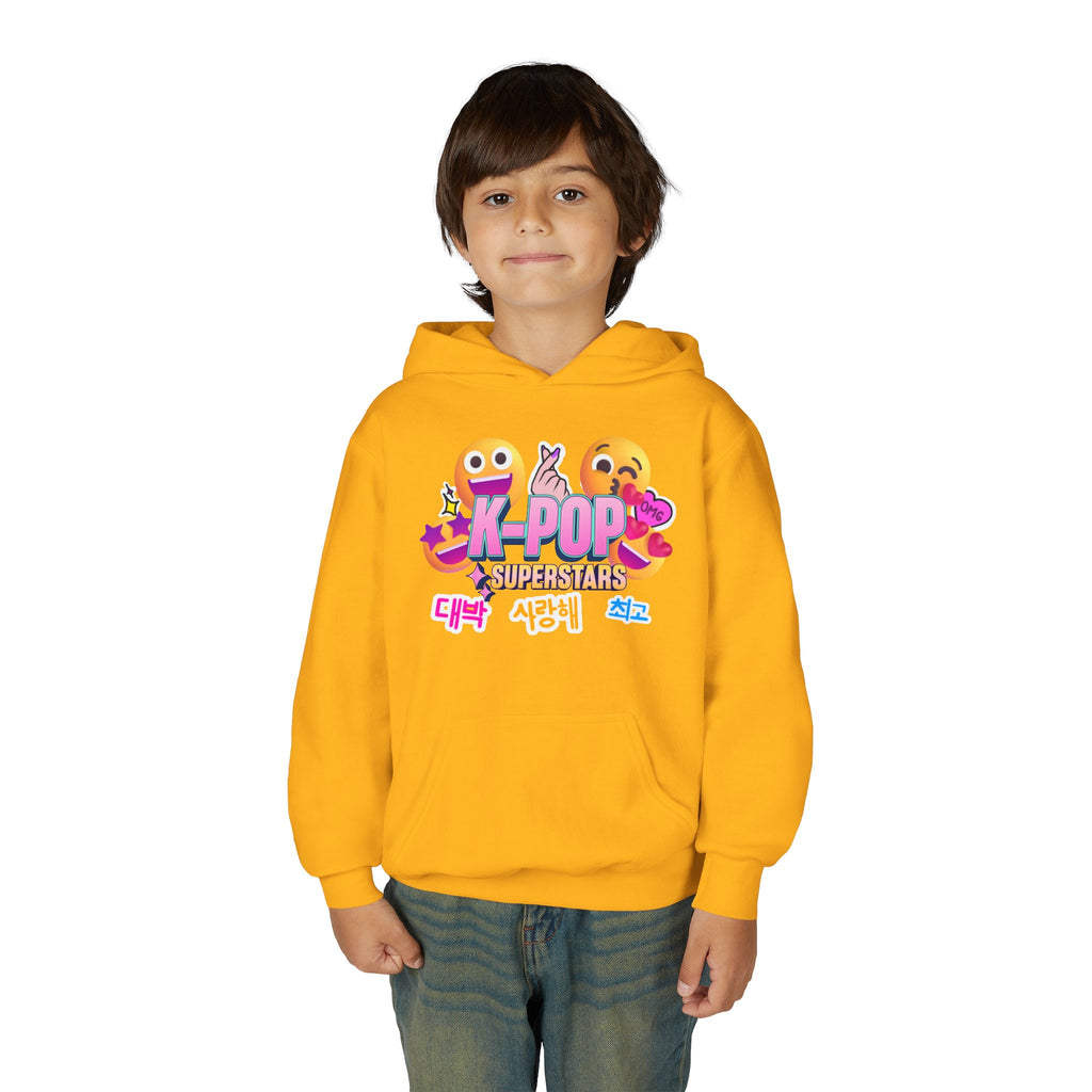 K-Pop Superstars Kids Hoodie — Cute Emoji Graphic Sweatshirt