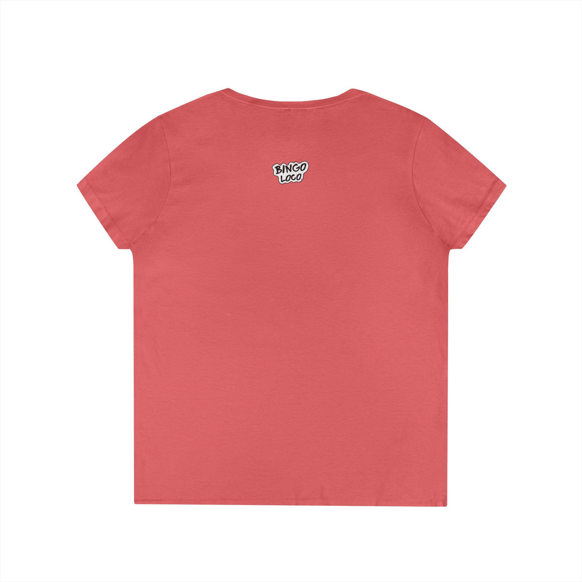 Ladies' V-Neck T-Shirt — Cute Pink Donut Character Graphic Tee