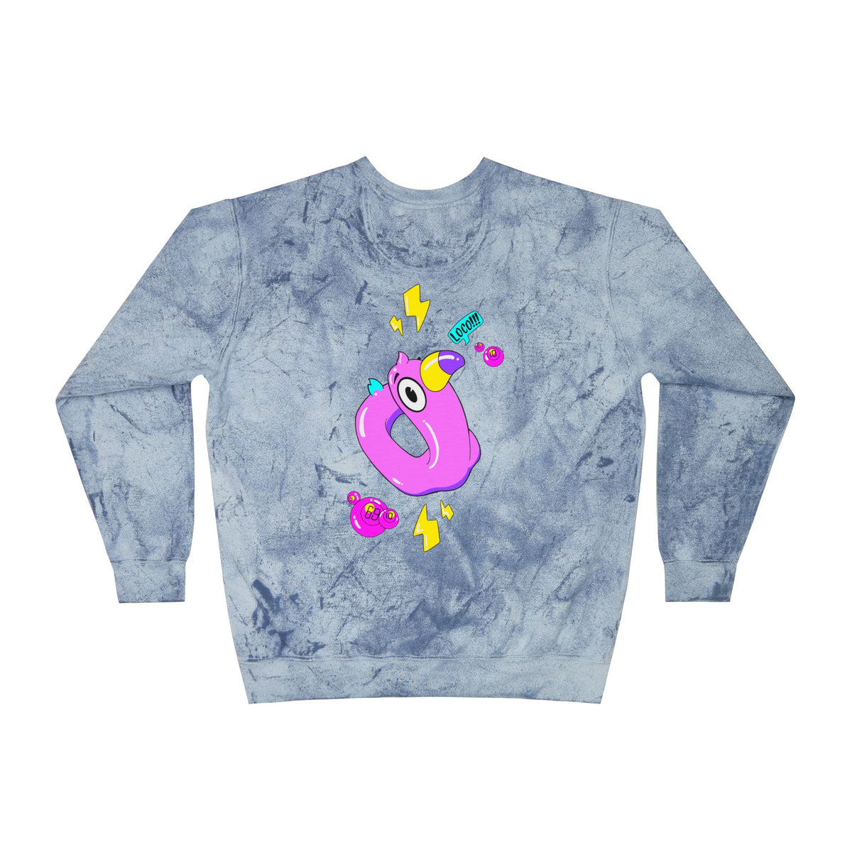 Color Blast Crewneck Sweatshirt — Flamingo Tie-Dye Design