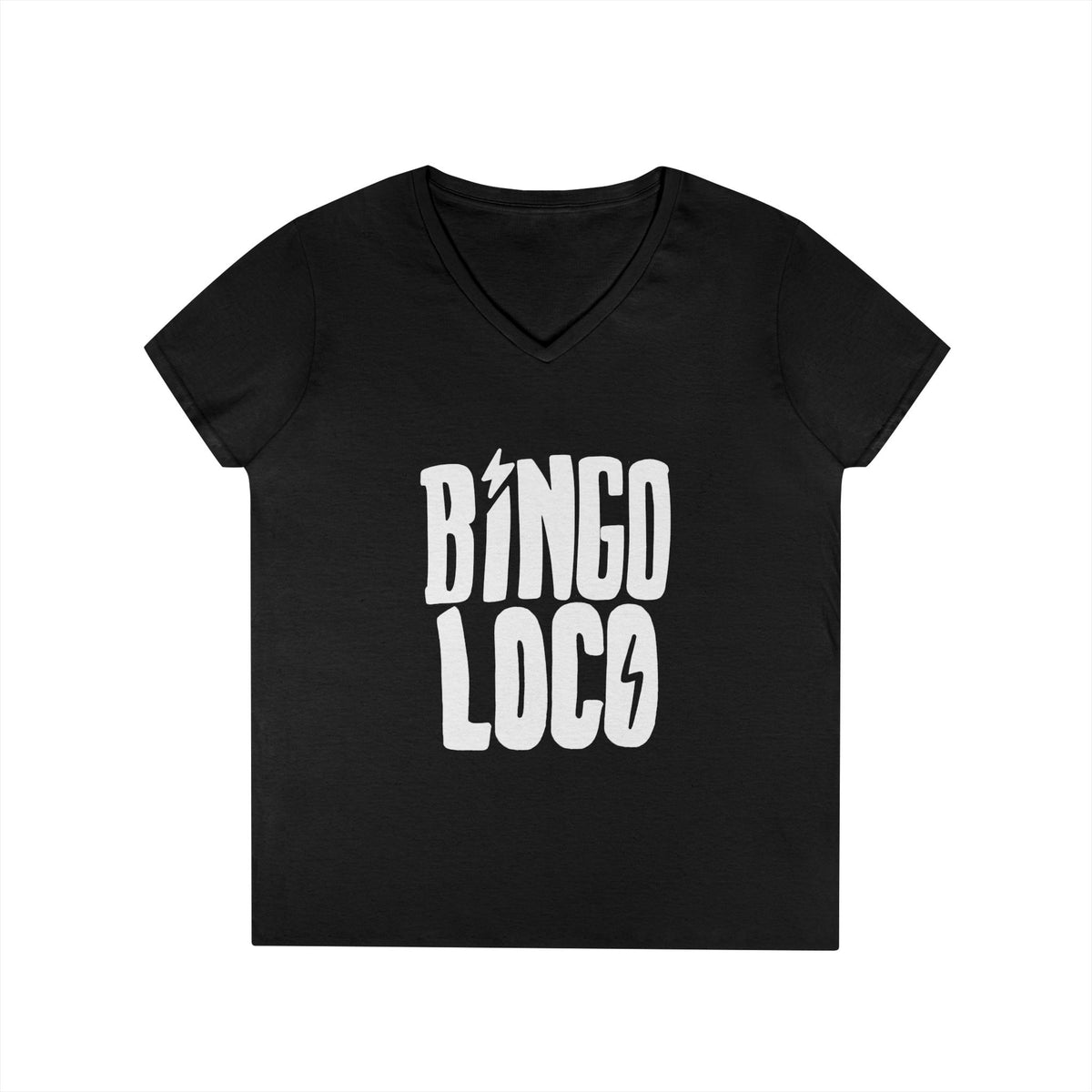 Bingo Loco V-Neck Tee — Retro Lightning Logo Women's T-Shirt